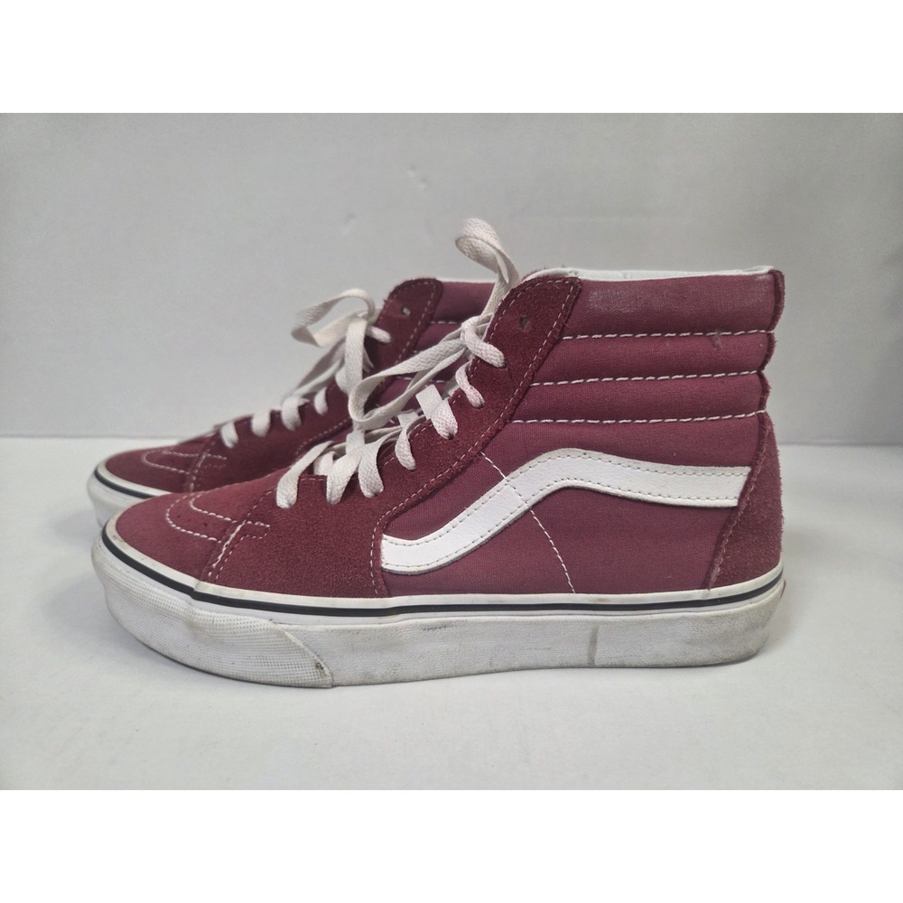 Vans Sk8-Hi Burgundy Red Suede Canvas High Top Sneakers Women's US 8 Preowned